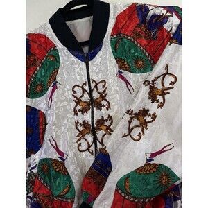 Vintage Rainbow Collection Women's Bomber Shoulder Pads Balloon Cherub Jacket XL